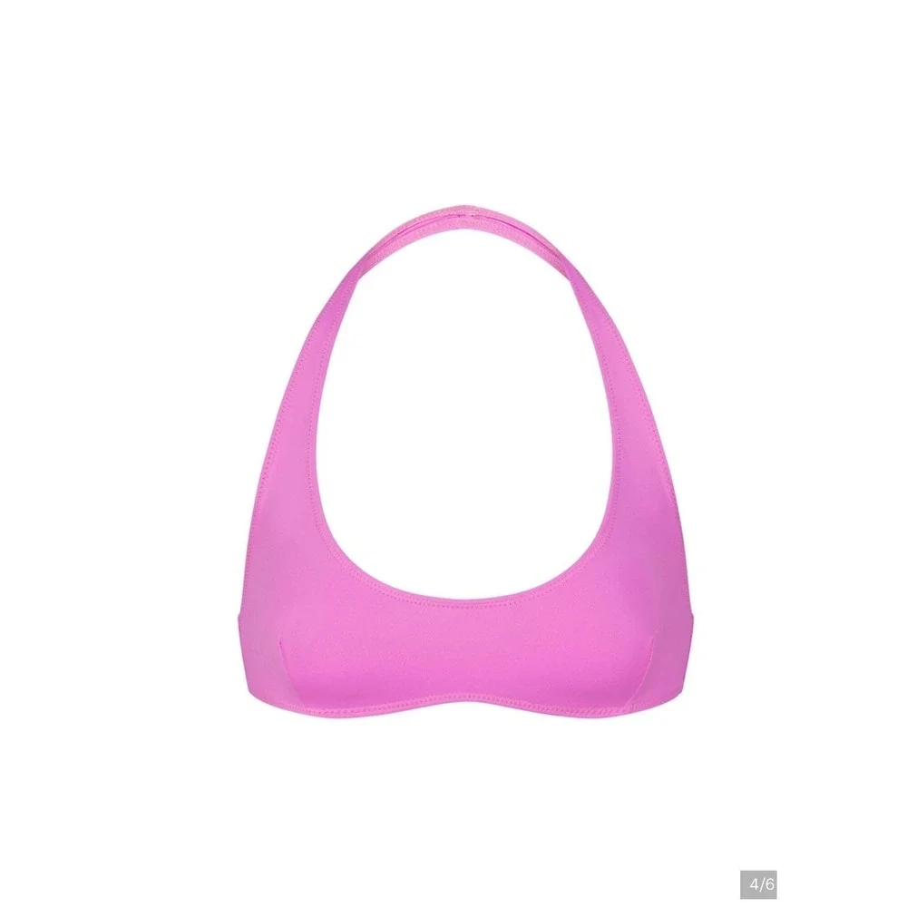 SKIMS Recycled Swim Halter Scoop Bikini Top Neon Orchid Pink‎ 2X NEW